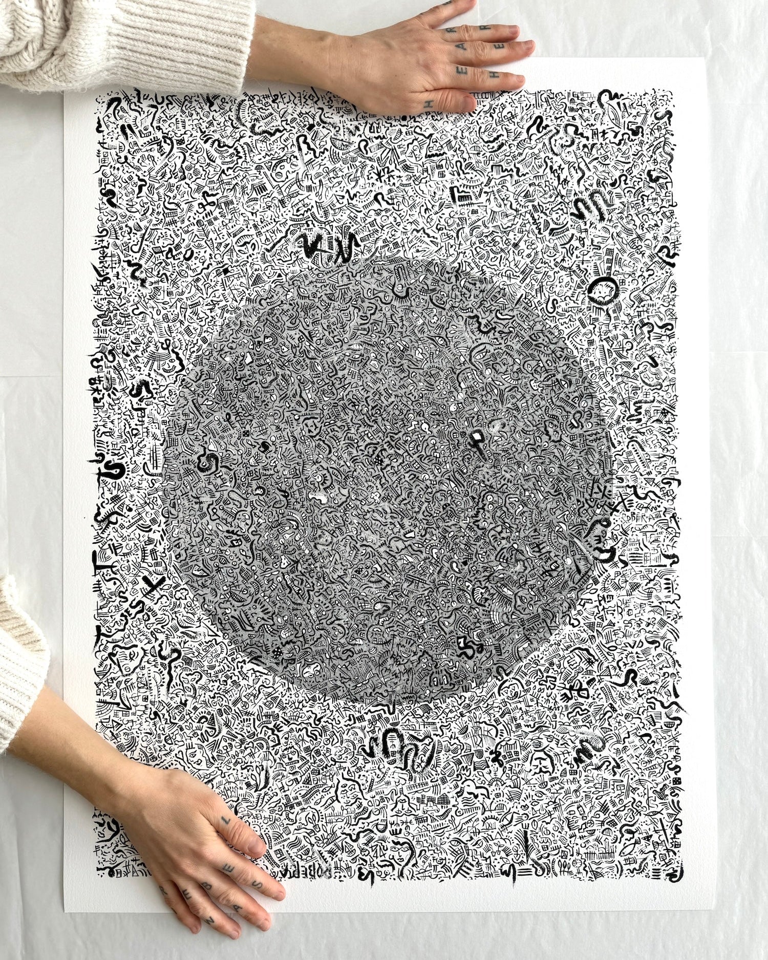 Limited edition fine art print of "The Girl With The Hat", an original art by Italian Artist Roberta Boffo. The original artwork was created using ink and pen on paper.