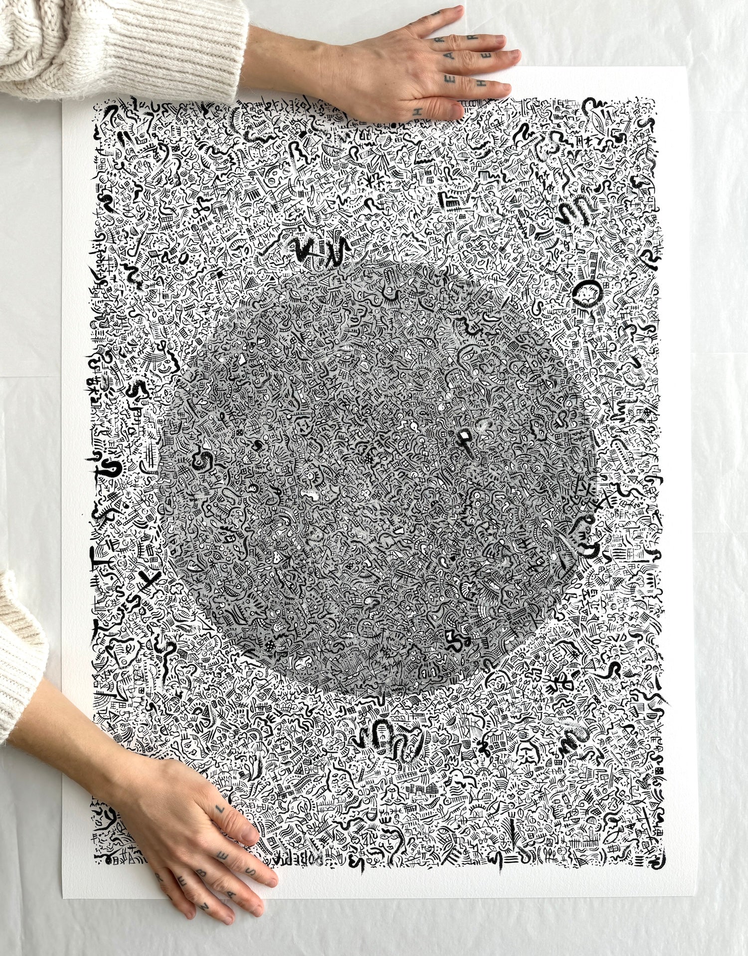 Limited edition fine art print of "The Girl With The Hat", an original art by Italian Artist Roberta Boffo. The original artwork was created using ink and pen on paper.